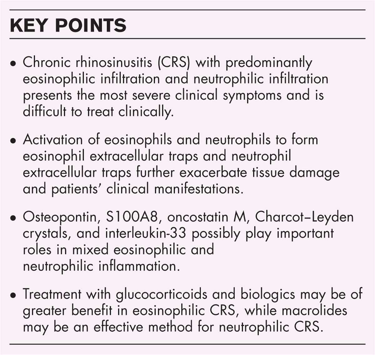 Interaction of eosinophilic and neutrophilic inflammation in patients with chronic rhinosinusitis