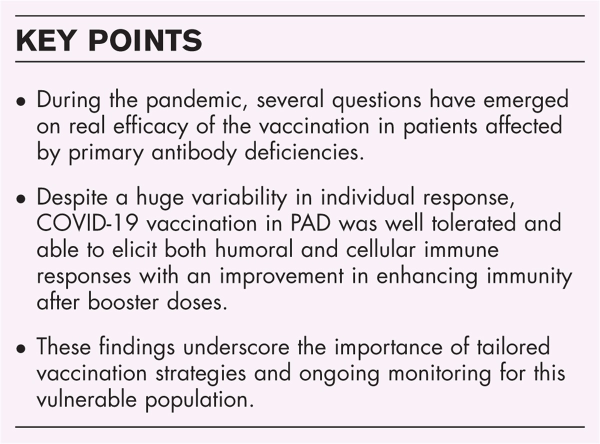 SARS-CoV-2 vaccination in primary antibody deficiencies: an overview on efficacy, immunogenicity, durability of immune response and safety