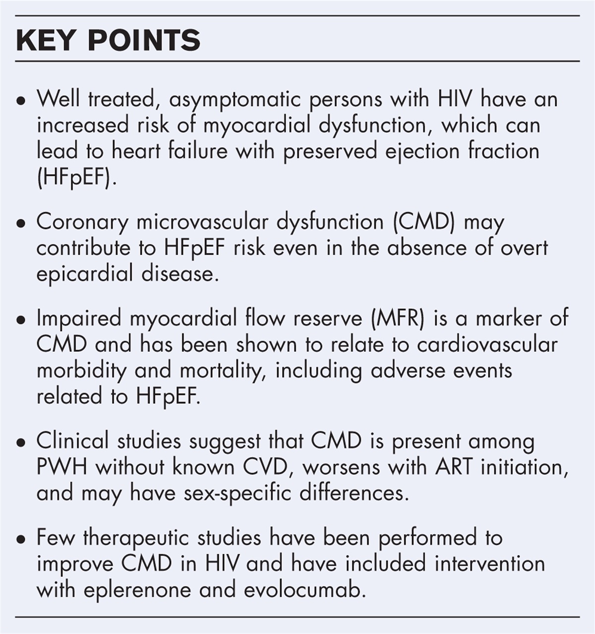 Large lessons learned from small vessels: coronary microvascular dysfunction in HIV