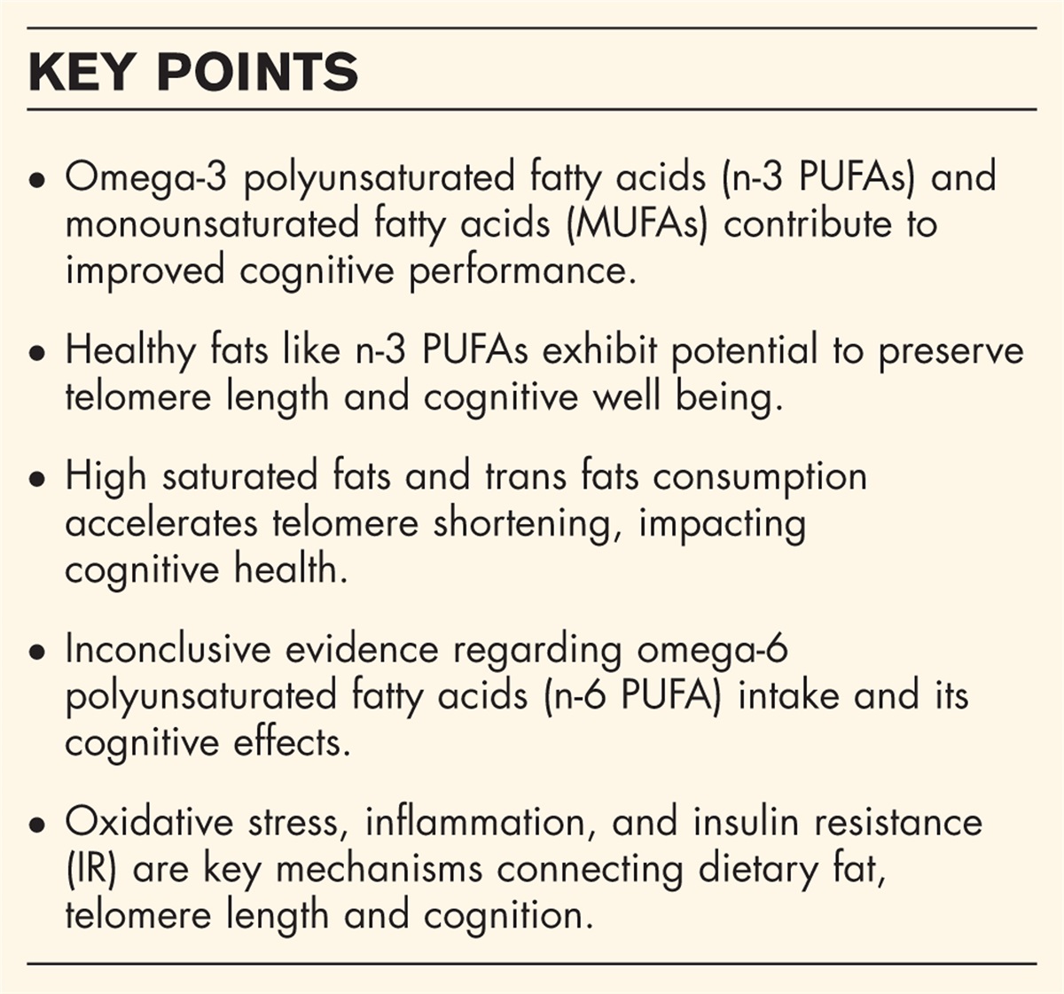 Dietary fat, telomere length and cognitive function: unravelling the complex relations