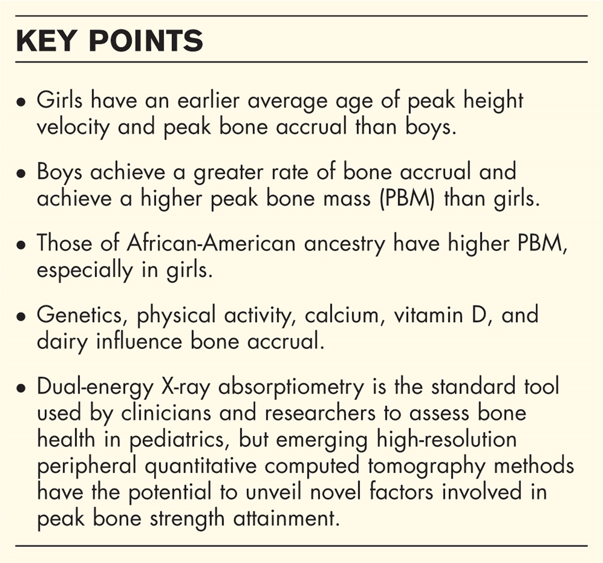 Bone mass accrual in children