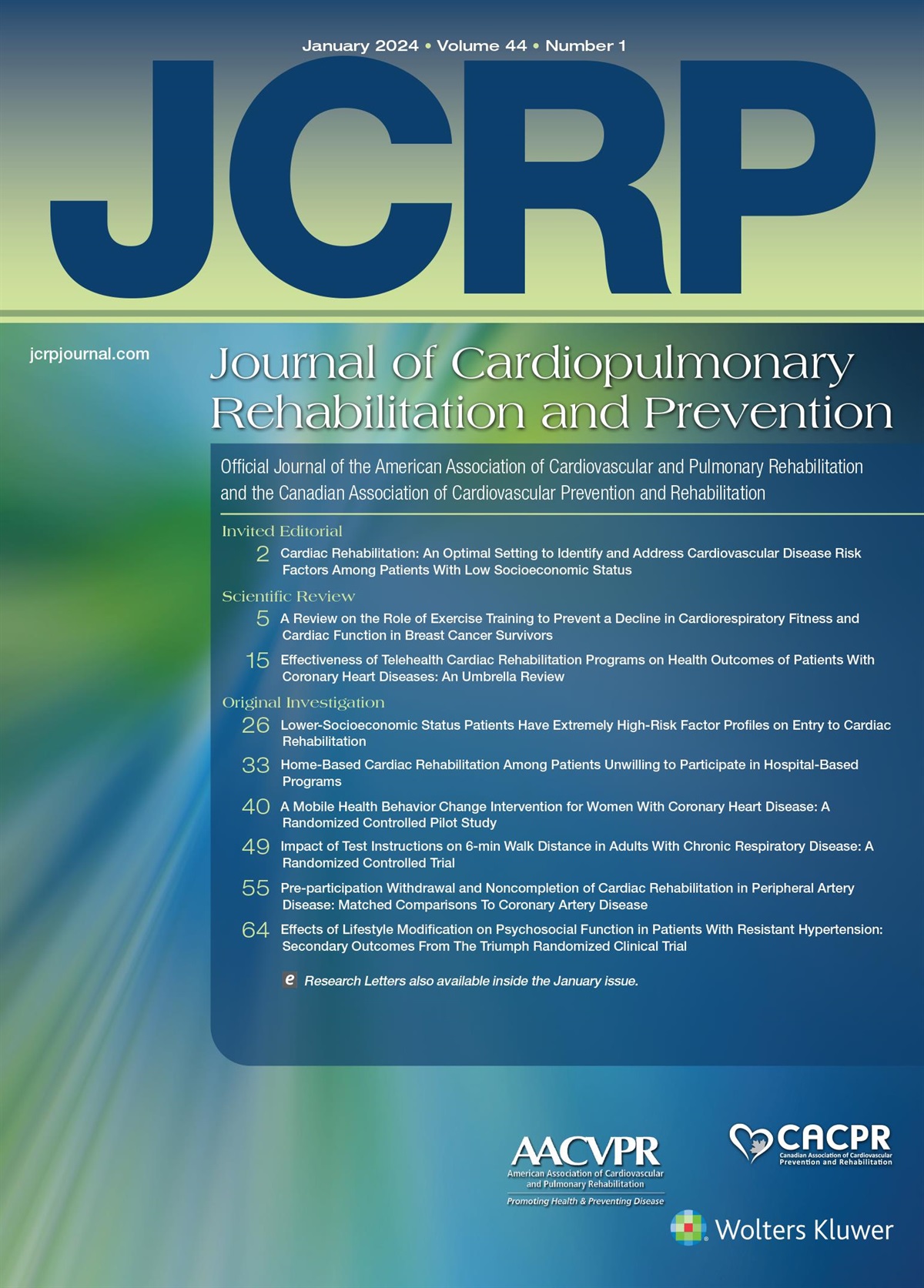 Year in Review: The Journal of Cardiopulmonary Rehabilitation and Prevention: Erratum
