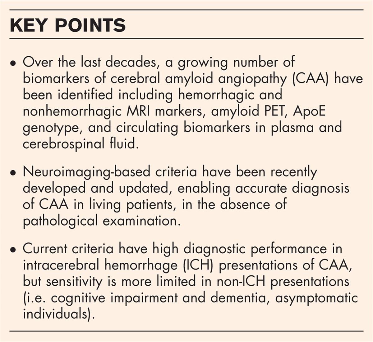 In-vivo diagnosis of cerebral amyloid angiopathy: an updated review