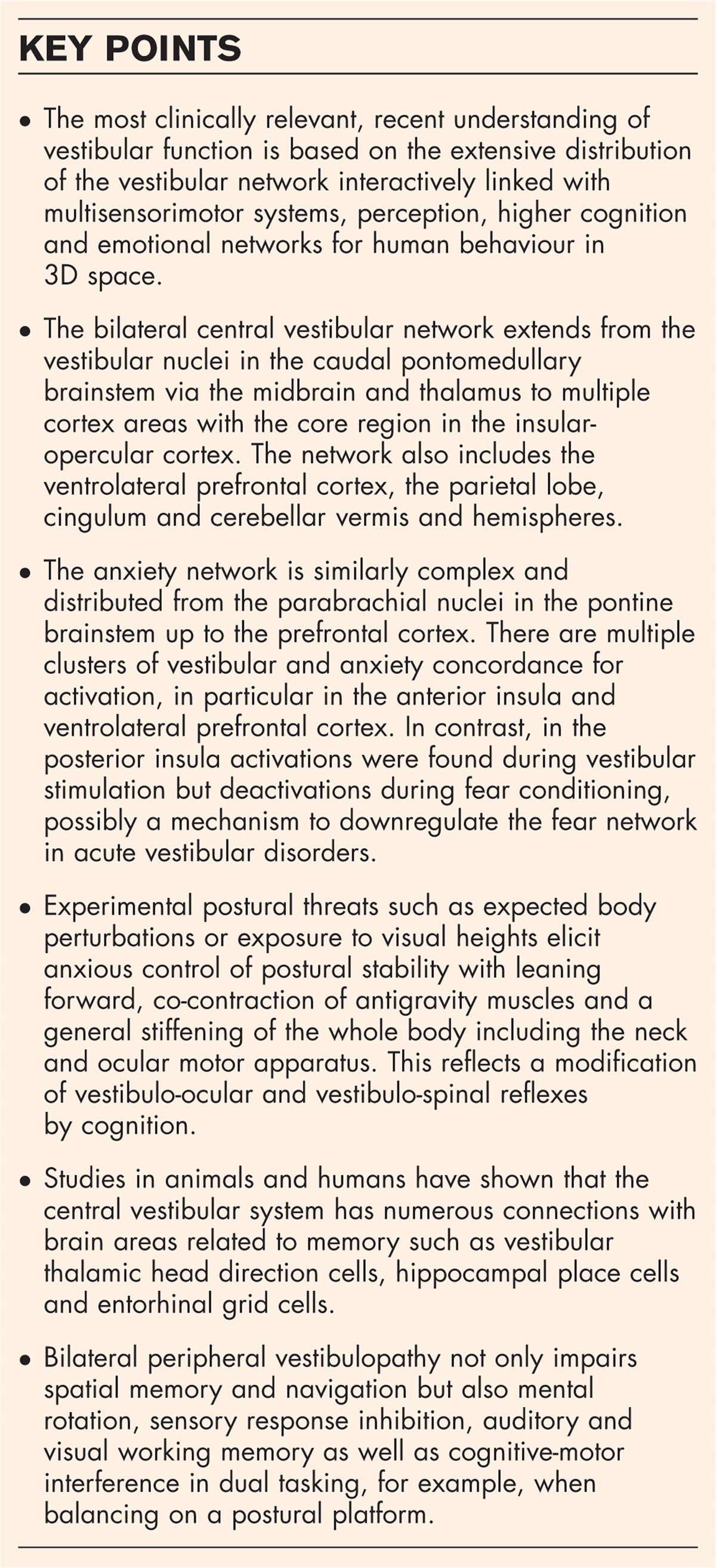 Central vestibular networking for sensorimotor control, cognition, and emotion