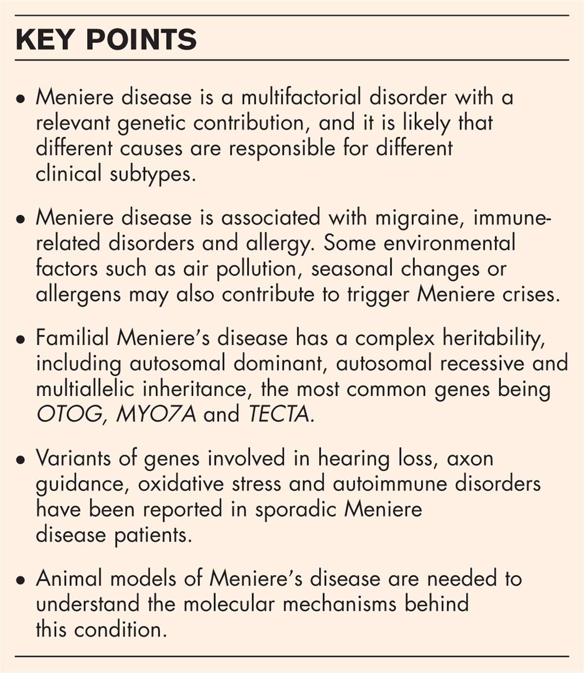 Epidemiology and genetics of Meniere's disease