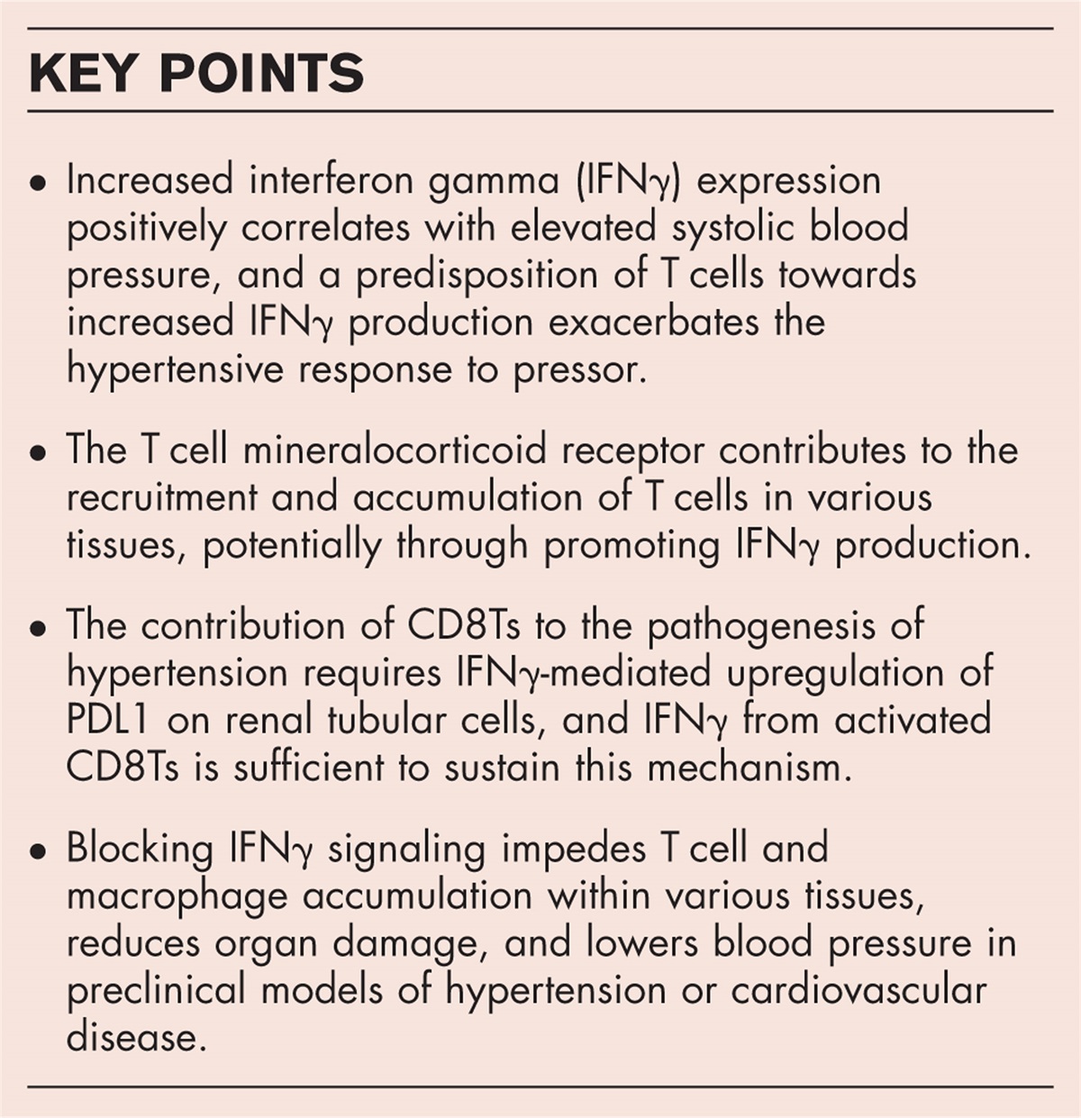 Interferon gamma in the pathogenesis of hypertension − recent insights