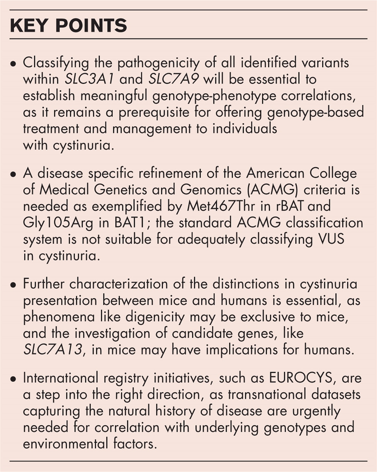 The genetics of cystinuria – an update and critical reevaluation