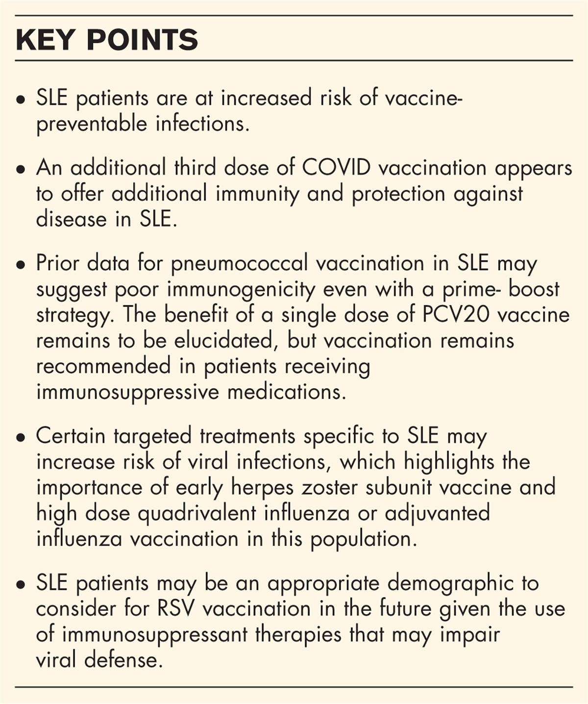 Vaccination updates and special considerations for systemic lupus erythematosus patients
