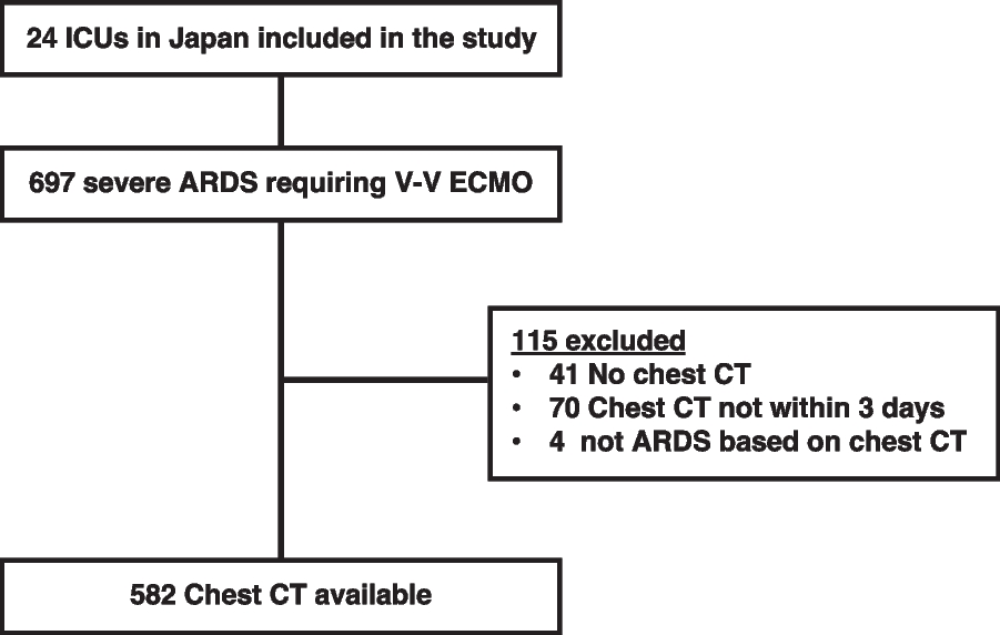 Chest CT findings in severe acute respiratory distress syndrome requiring V-V ECMO: J-CARVE registry