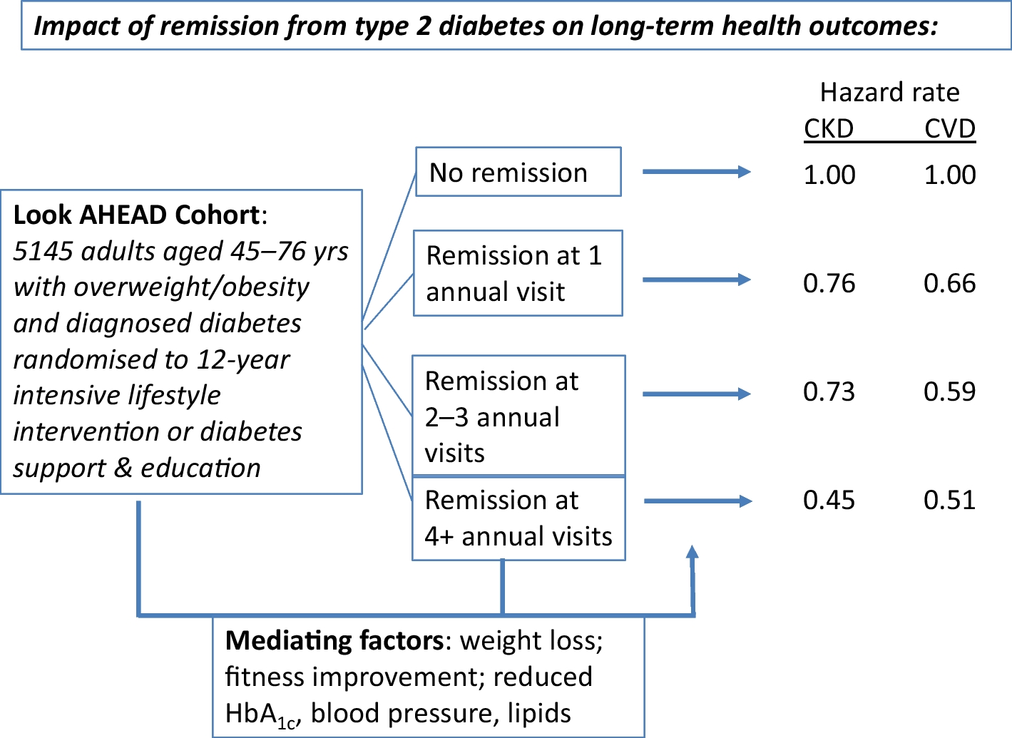Impact of remission from type 2 diabetes on long-term health outcomes: findings from the Look AHEAD study
