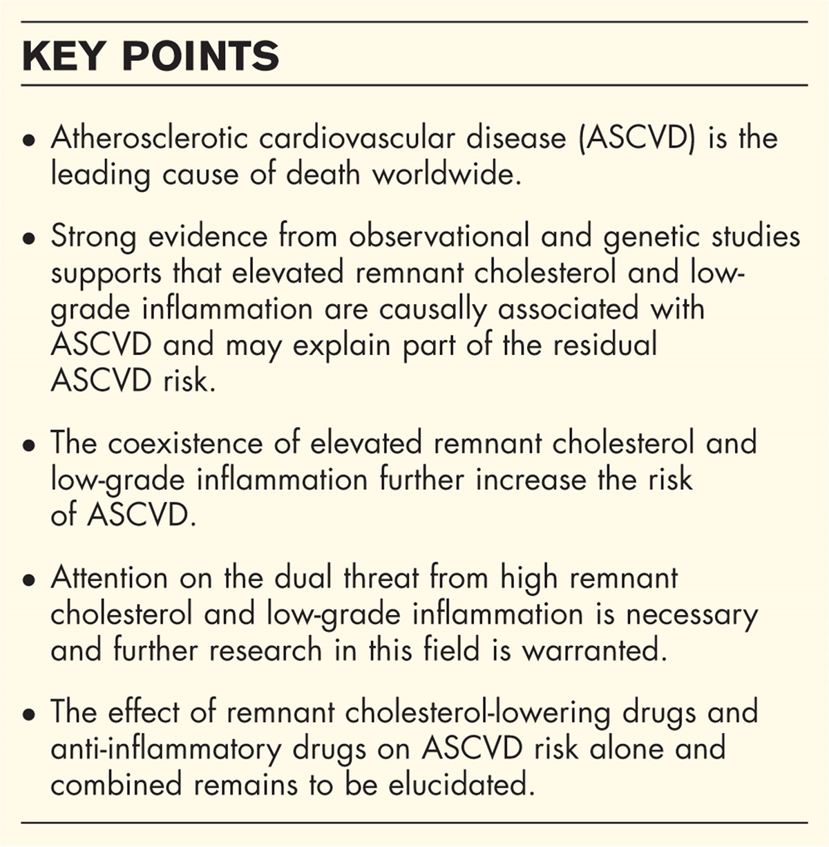 Remnant cholesterol and low-grade inflammation jointly in atherosclerotic cardiovascular disease: implications for clinical trials
