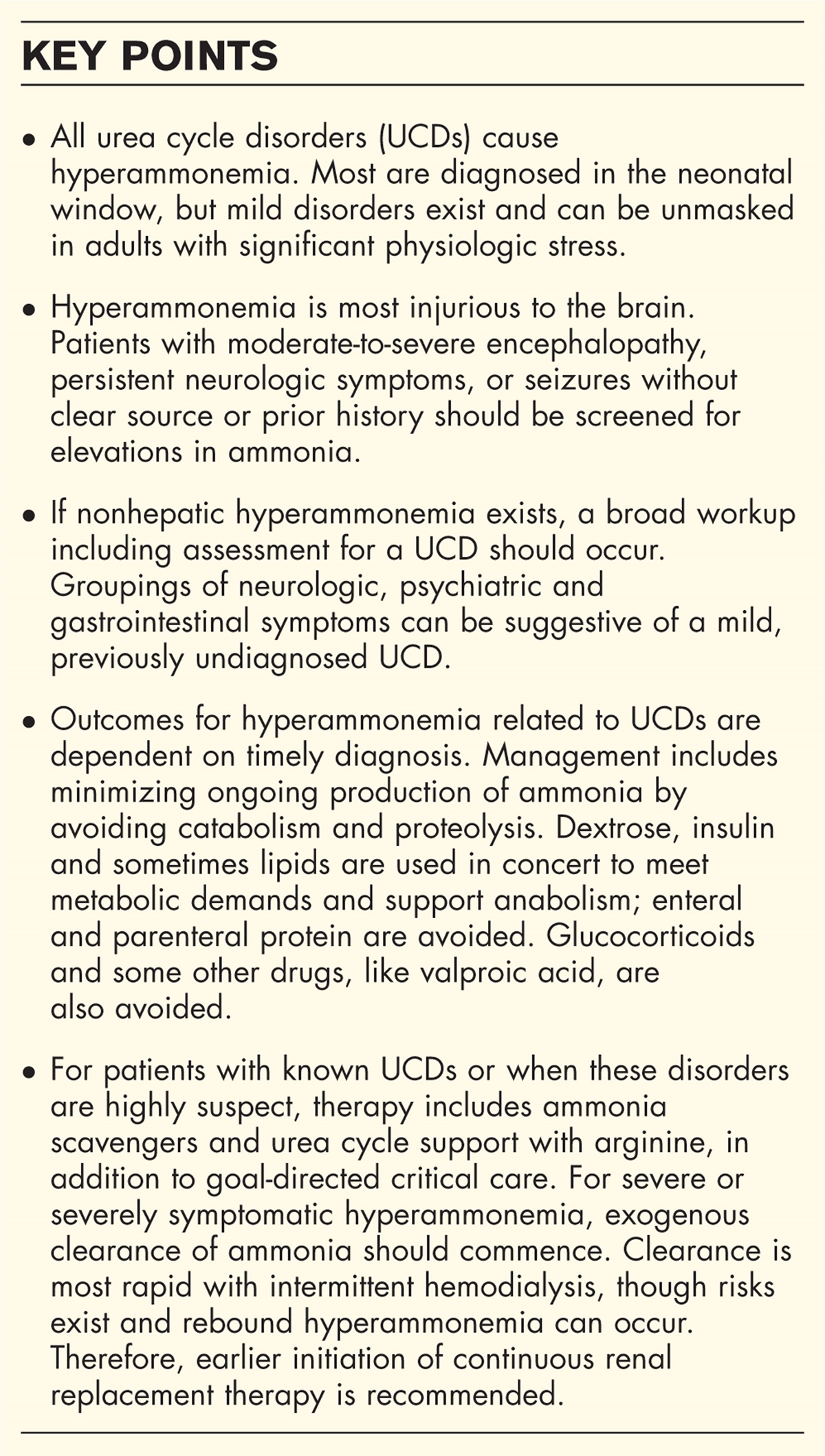 Urea cycle disorders in critically Ill adults