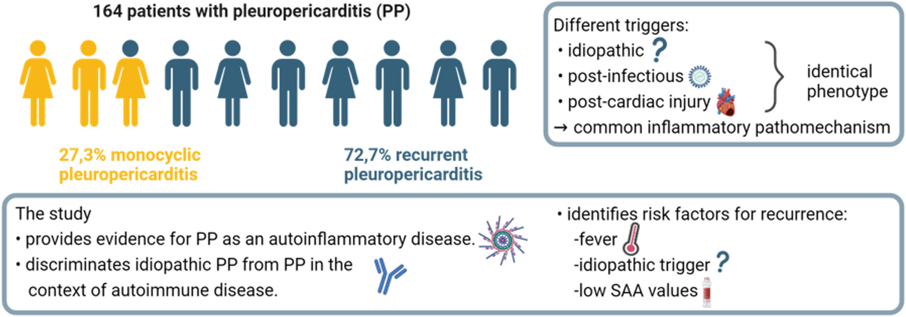 Clinical and serological characterization of acute pleuropericarditis suggests an autoinflammatory pathogenesis and highlights risk factors for recurrent attacks