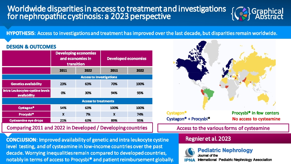 Worldwide disparities in access to treatment and investigations for nephropathic cystinosis: a 2023 perspective