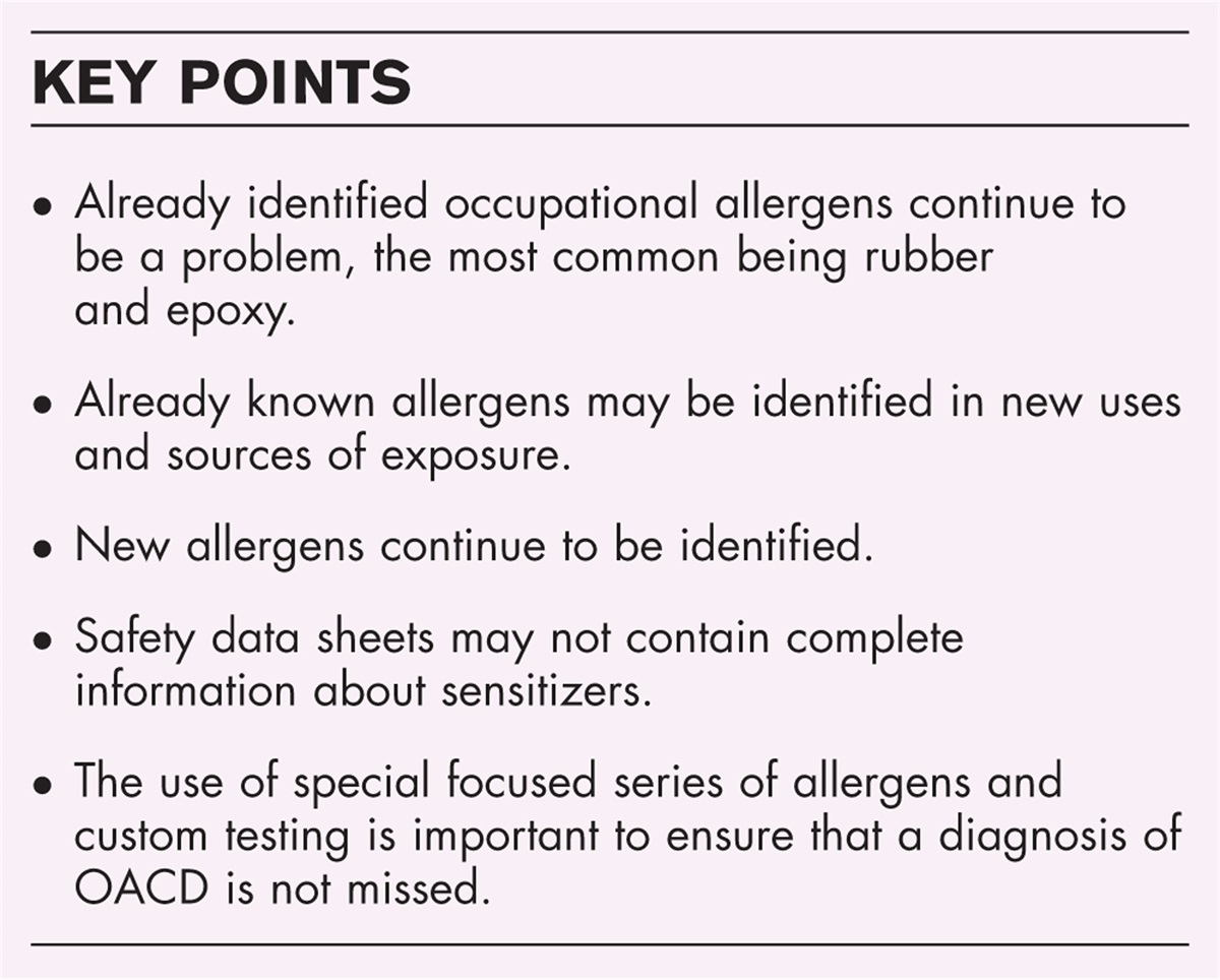 New causes of occupational allergic contact dermatitis