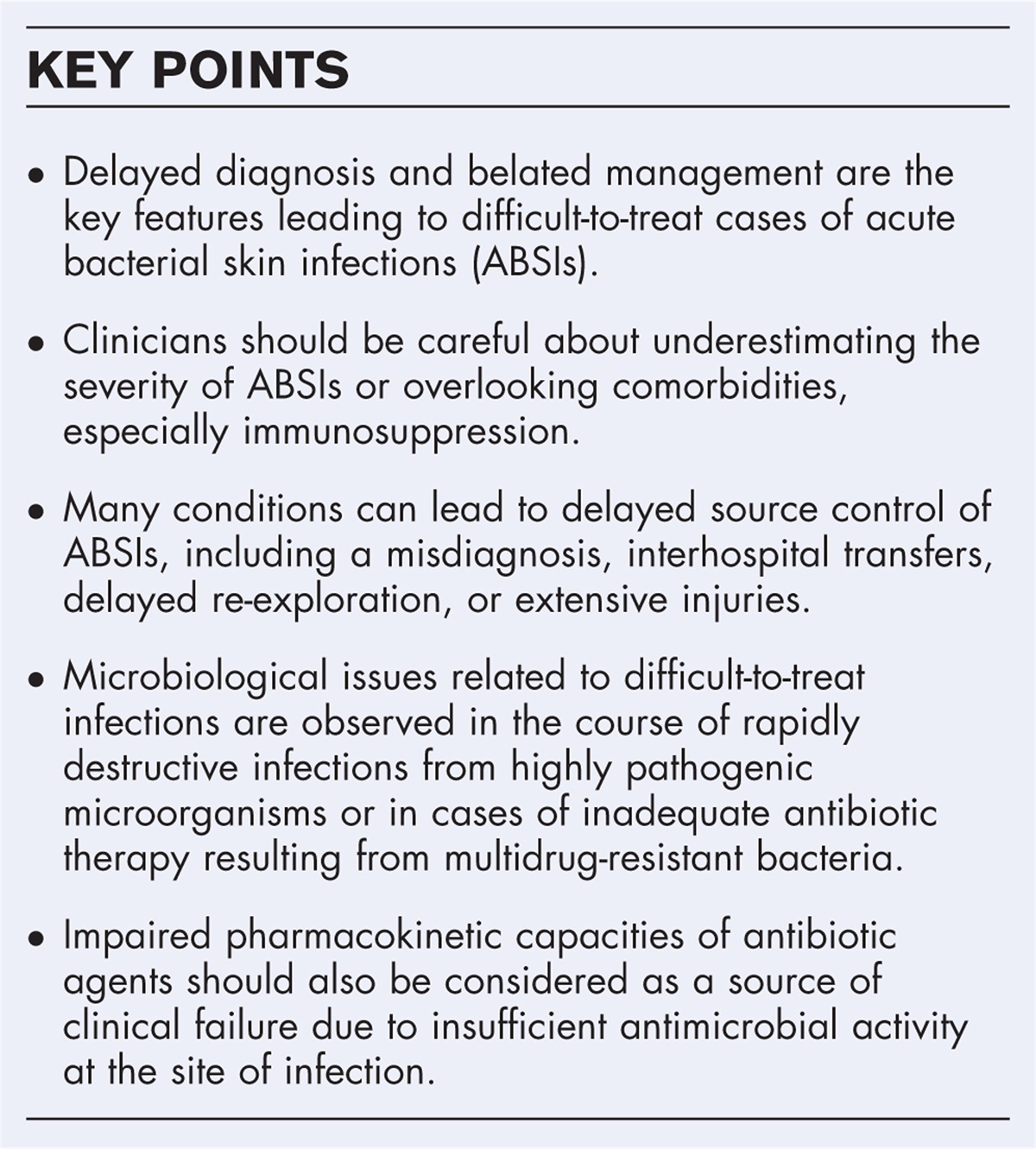 Identifying patients with difficult-to-treat acute bacterial skin infections