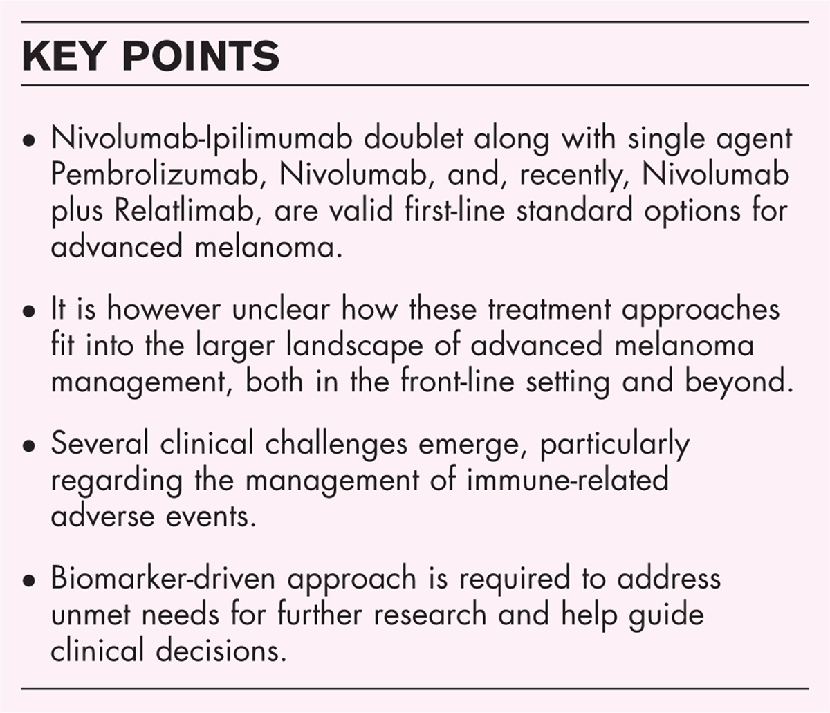 Single agent vs combination immunotherapy in advanced melanoma: a review of the evidence