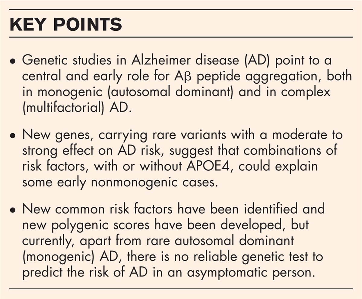 Recent advances in Alzheimer disease genetics