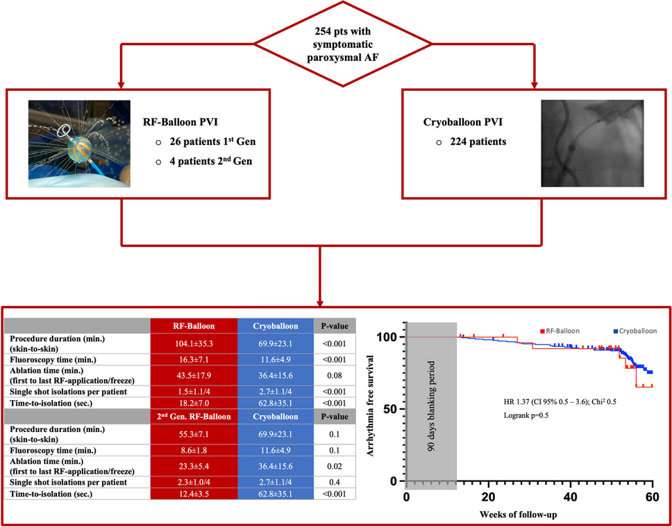 Balloon technologies for pulmonary vein isolation—12-month outcome and comparison of the novel radiofrequency balloon with the cryoballoon in patients with paroxysmal atrial fibrillation