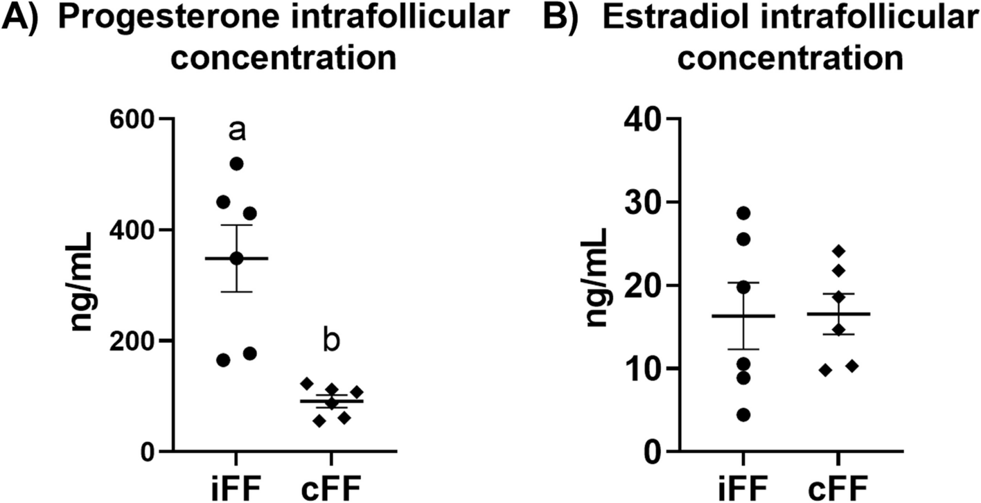Corpus luteum presence in the bovine ovary increase intrafollicular progesterone concentration: consequences in follicular cells gene expression and follicular fluid small extracellular vesicles miRNA contents