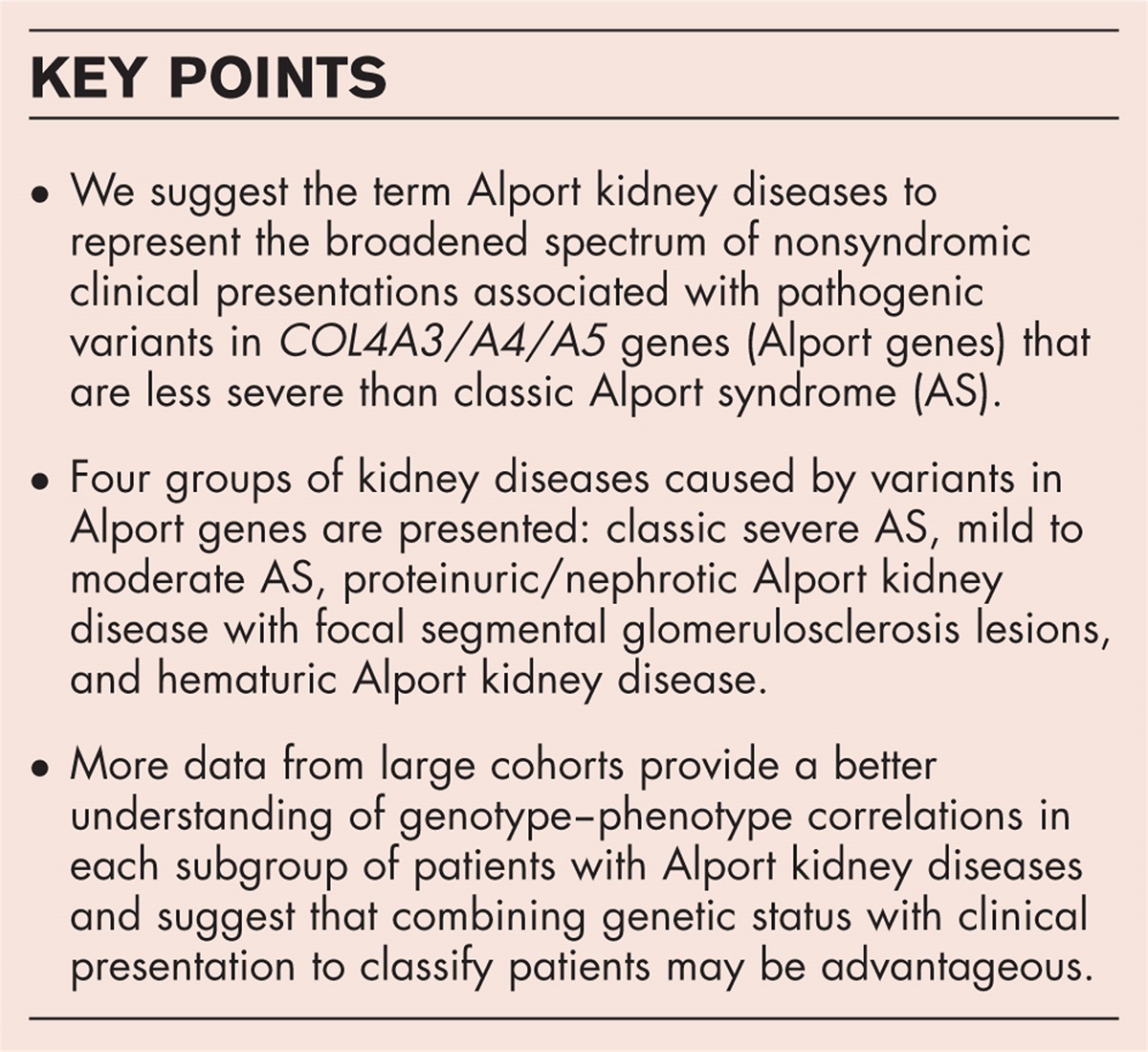Alport syndrome and Alport kidney diseases – elucidating the disease spectrum