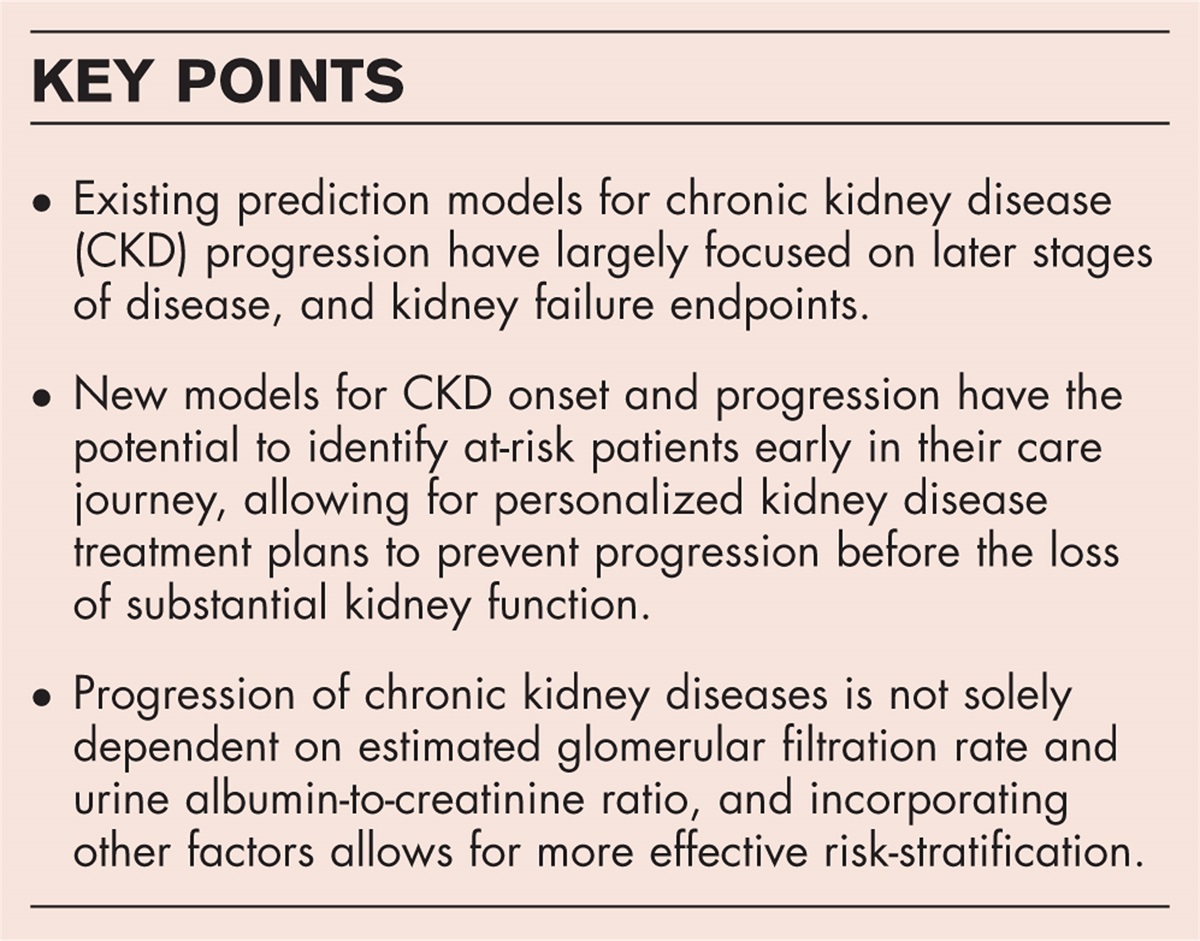 Prediction models for earlier stages of chronic kidney disease