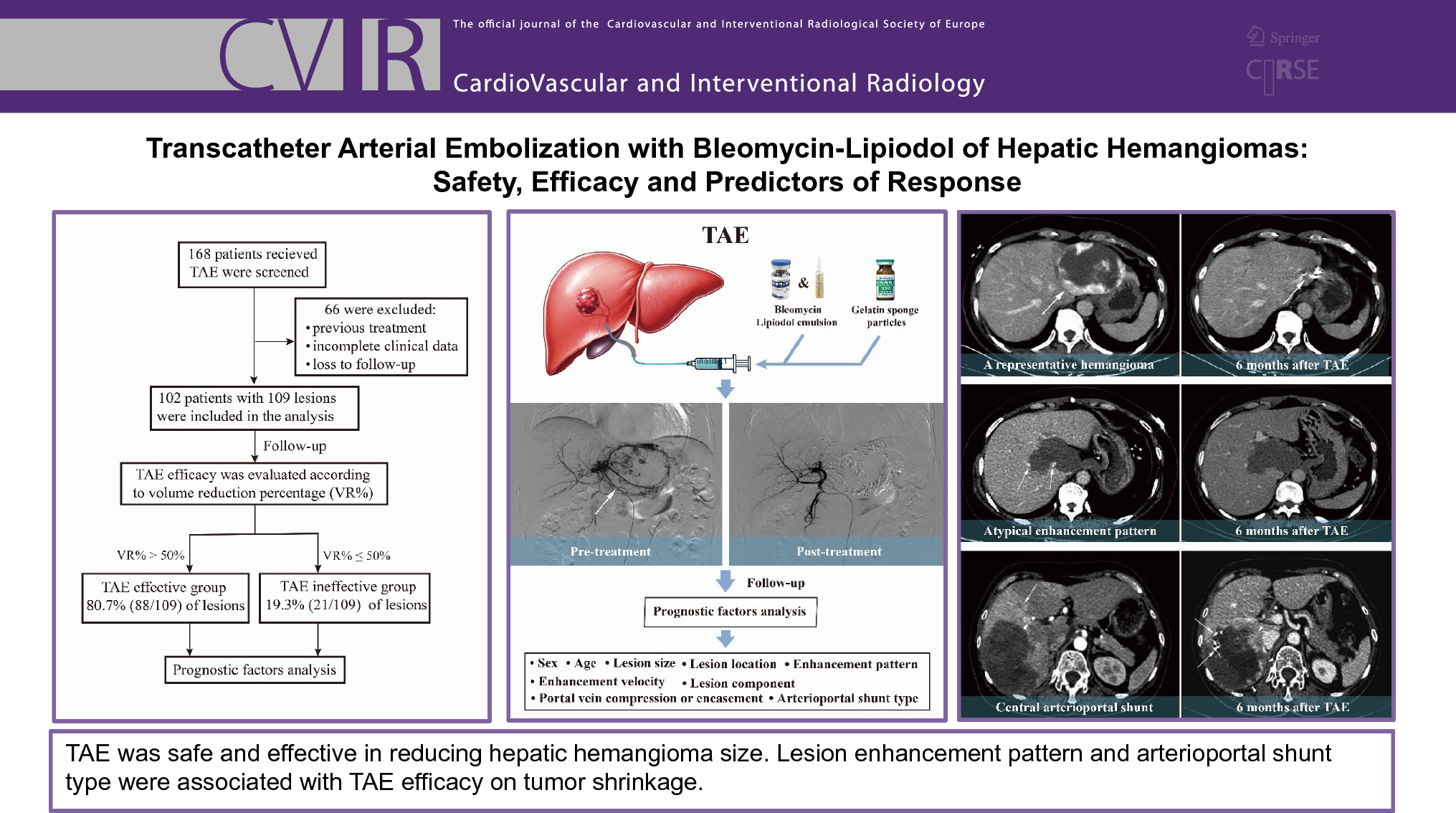 Transcatheter Arterial Embolization with Bleomycin-Lipiodol of Hepatic Hemangiomas: Safety, Efficacy and Predictors of Response