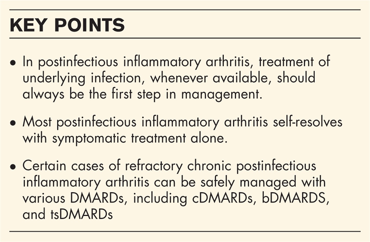 Management of postinfectious inflammatory arthritis