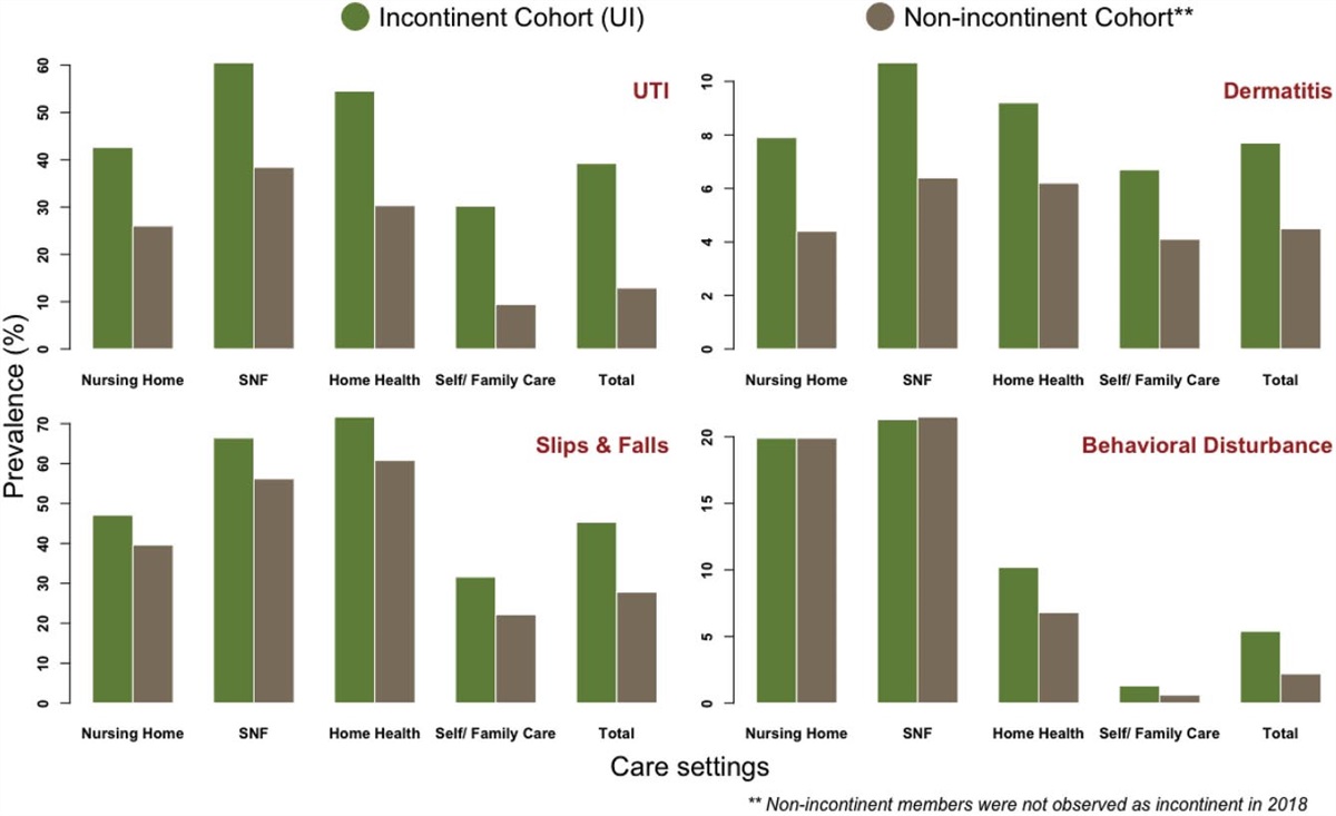 The Prevalence of Incontinence and Its Association With Urinary Tract Infections, Dermatitis, Slips and Falls, and Behavioral Disturbances Among Older Adults in Medicare Fee-for-Service