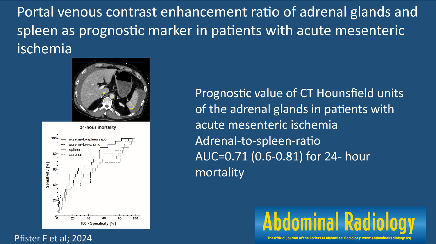 Portal venous contrast enhancement ratio of the adrenal glands and spleen as prognostic marker of mortality in patients with acute mesenteric ischemia