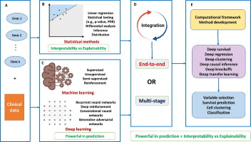 Computational frameworks integrating deep learning and statistical models in mining multimodal omics data