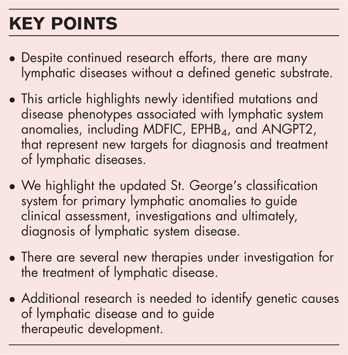 Genetic causes of lymphatic disorders: recent updates on the clinical and molecular aspects of lymphatic disease