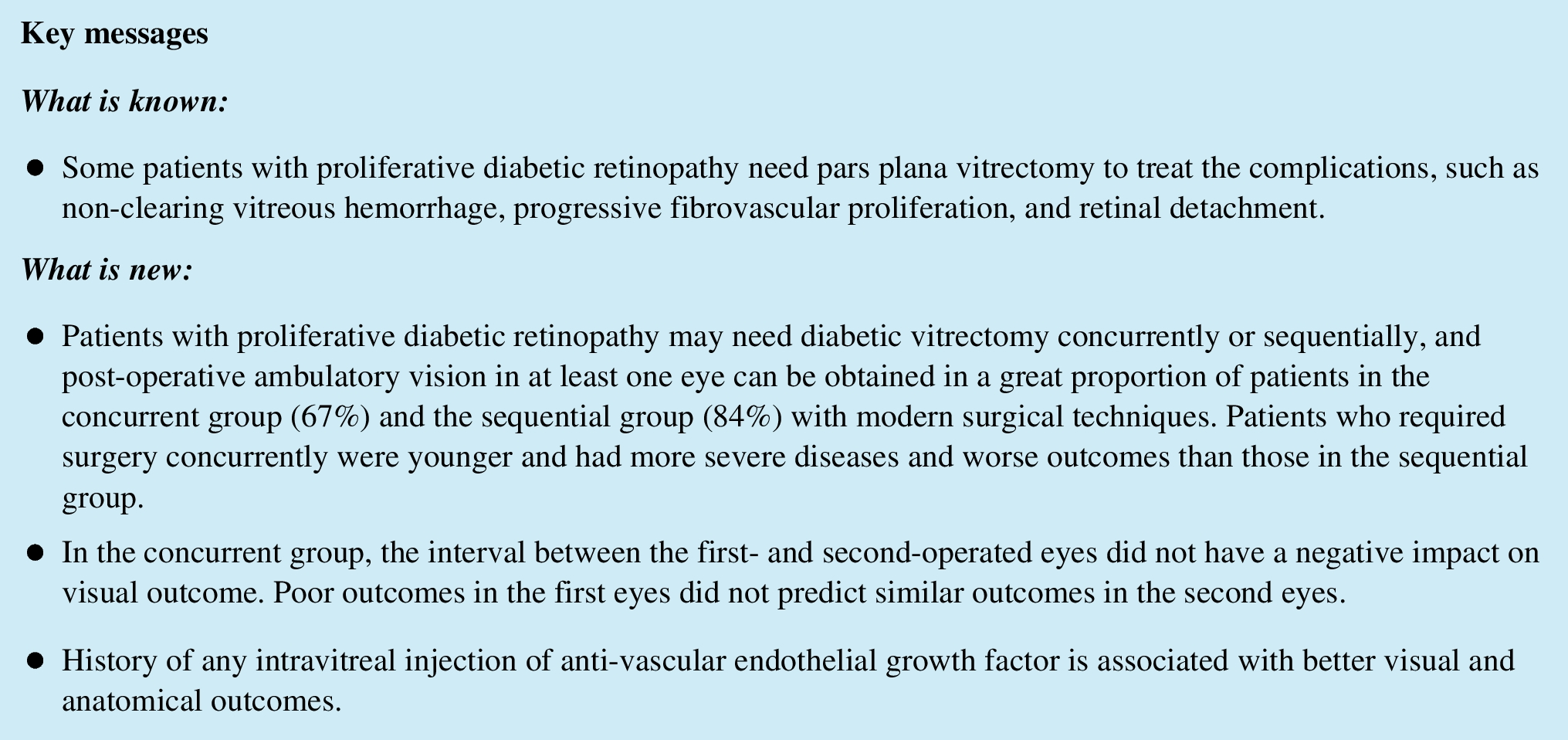 Bilateral vitrectomy in patients with proliferative diabetic retinopathy—characteristics and surgical outcomes