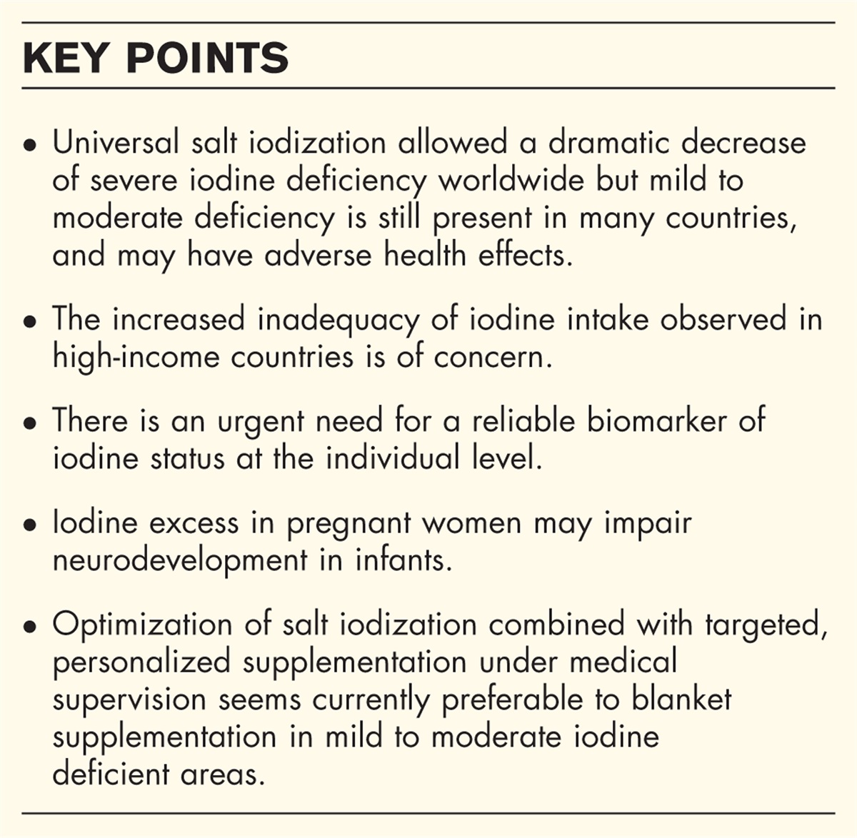 Impact of iodine supply in infancy and childhood