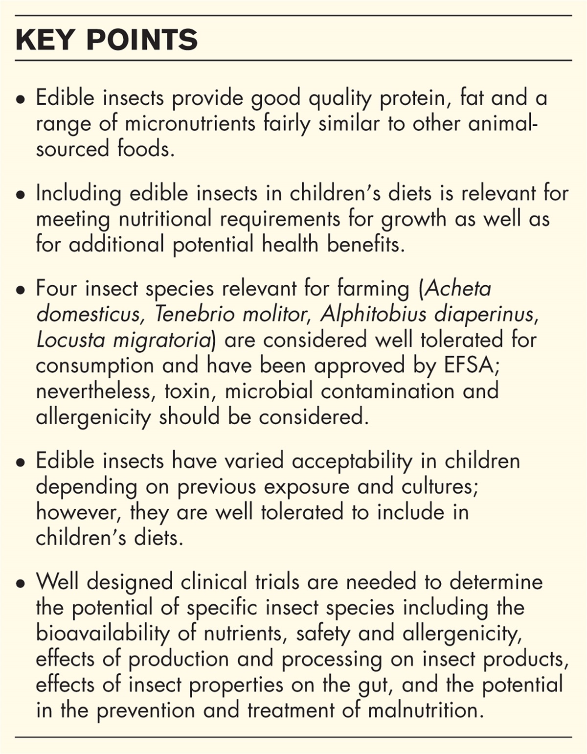 Should we provide edible insects in children's diets?