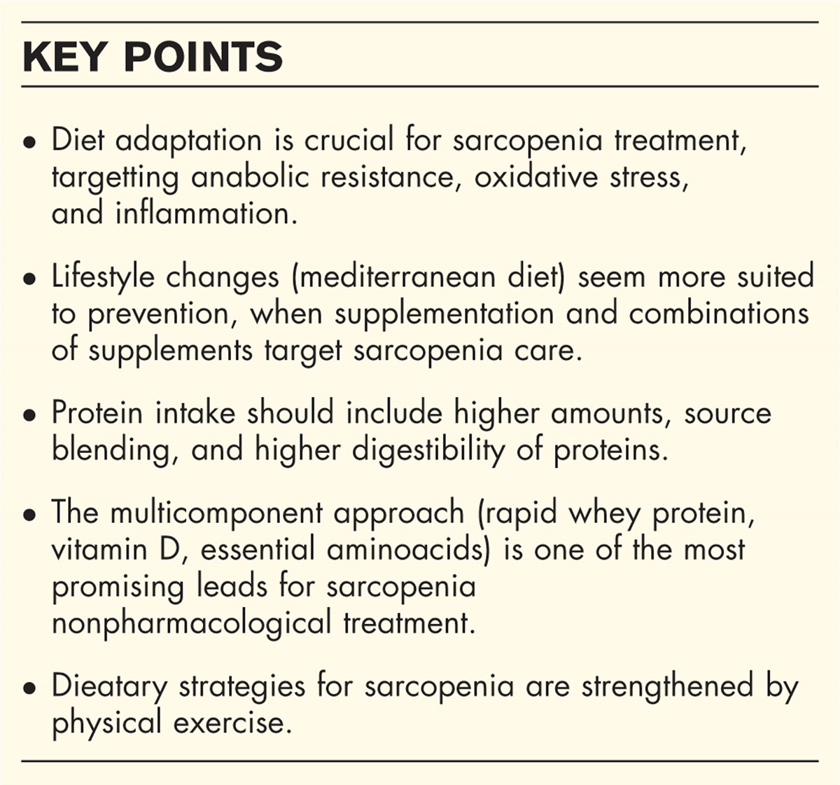 Novel dietary strategies to manage sarcopenia