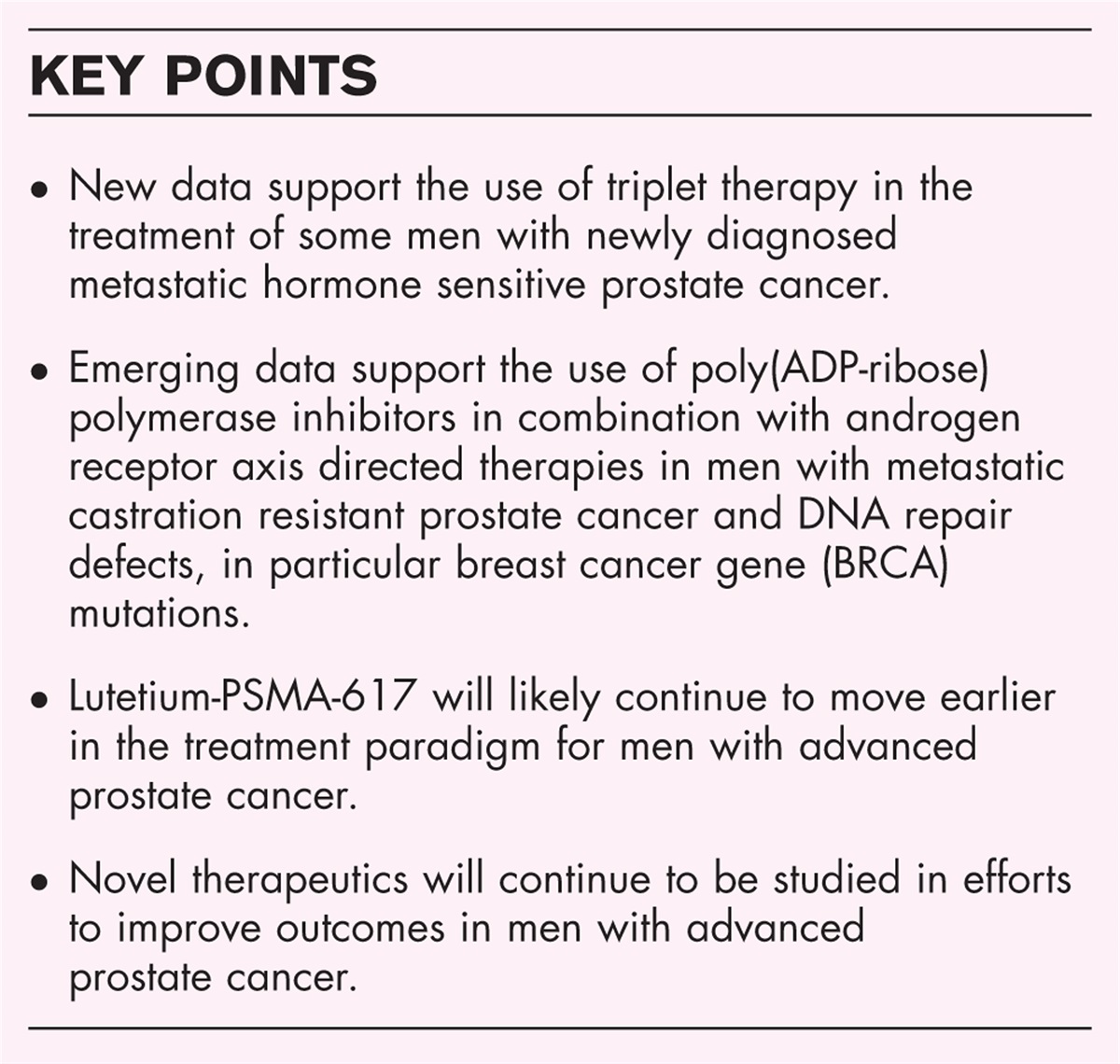 Highlighting recent progress in the treatment of men with advanced prostate cancer