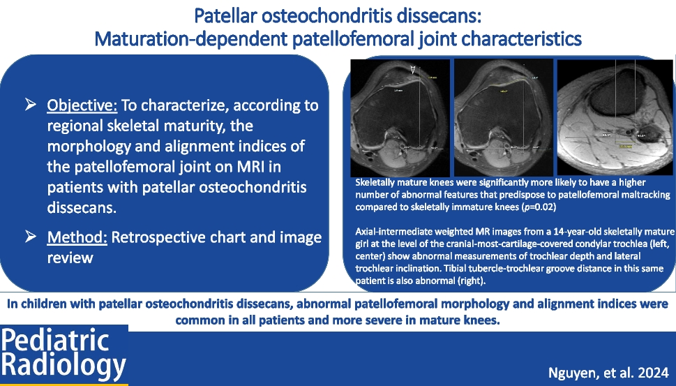 Patellar osteochondritis dissecans: maturation-dependent patellofemoral joint characteristics
