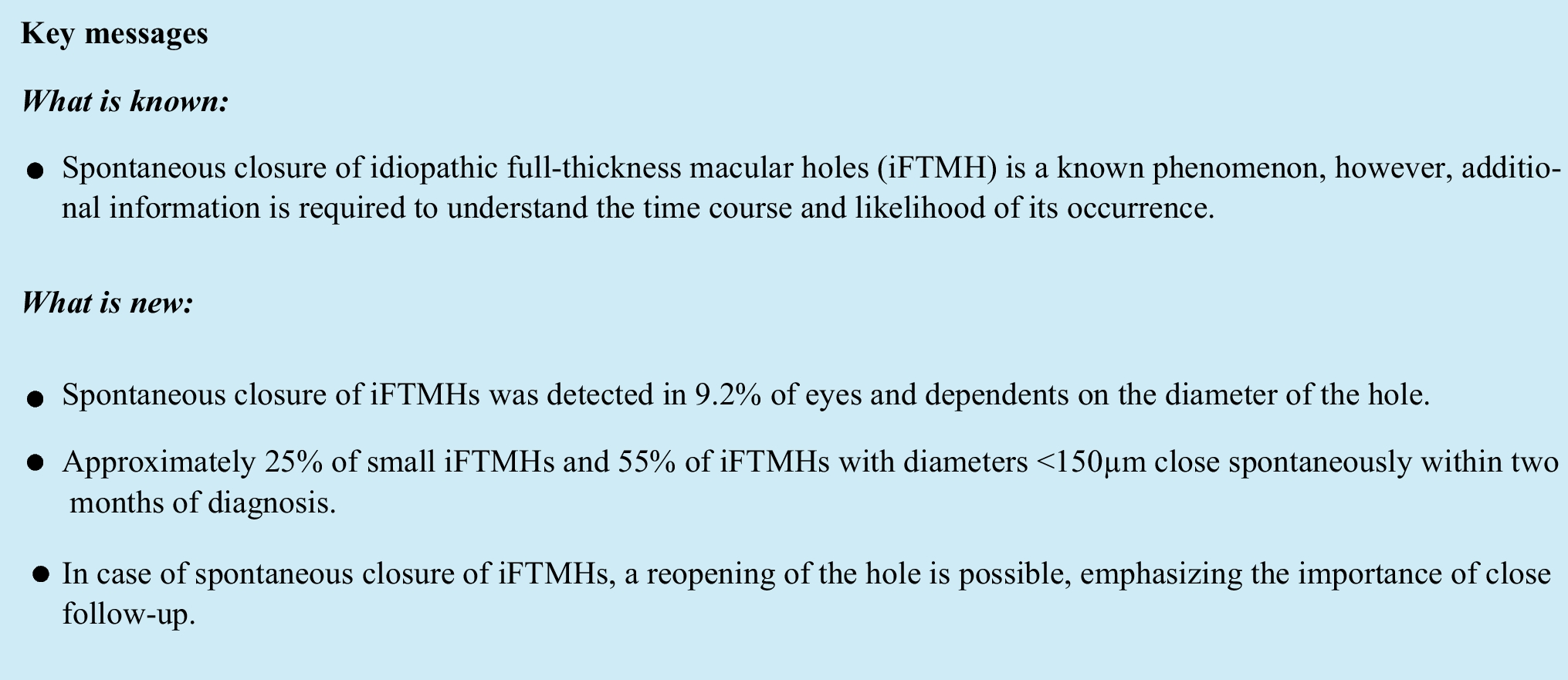 The time course of spontaneous closure of idiopathic full-thickness macular holes