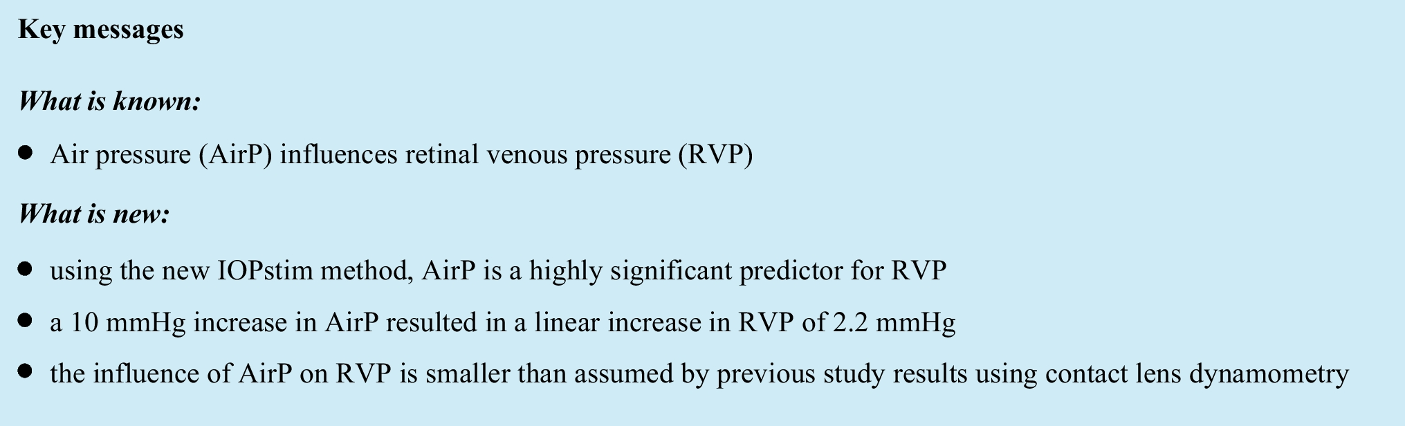 The retinal venous pressure at different levels of airway pressure measured with a new method
