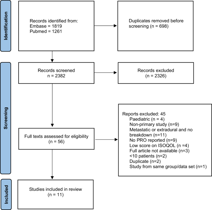 Patient-reported outcomes in Primary Spinal Intradural Tumours: a systematic review