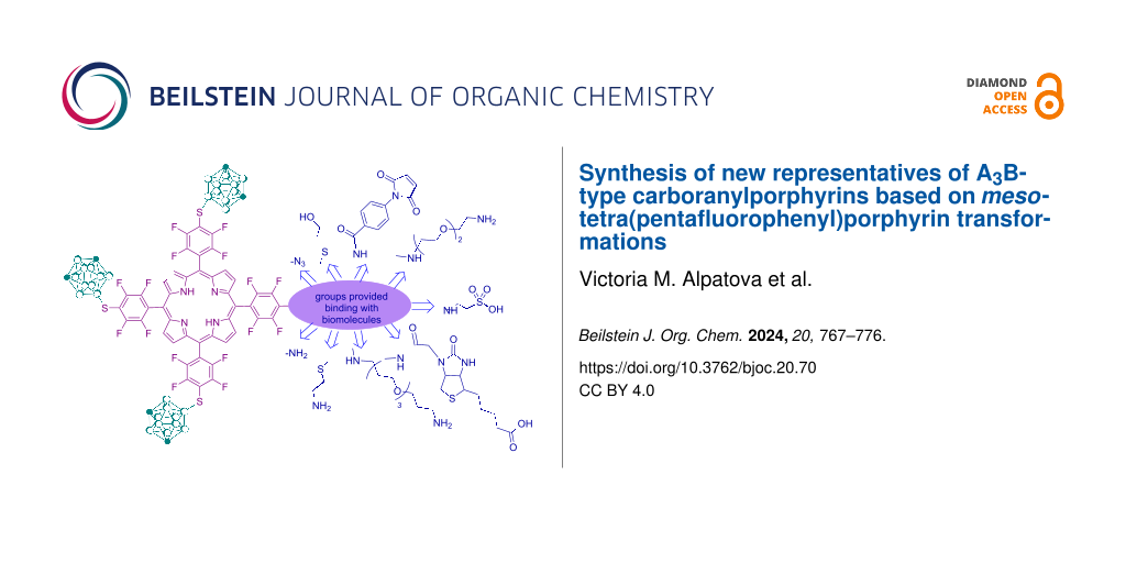 Synthesis of new representatives of A3B-type carboranylporphyrins based on meso-tetra(pentafluorophenyl)porphyrin transformations