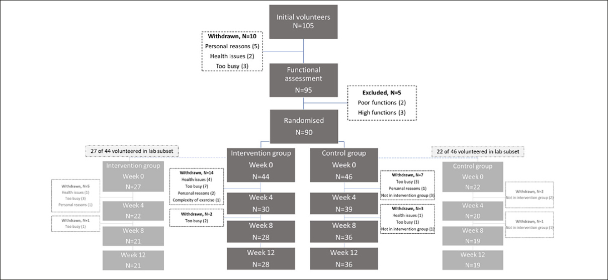The Efficacy of 12-Week Progressive Home-Based Strength and Tai-Chi Exercise Snacking in Older Adults: A Mixed-Method Exploratory Randomised Control Trial