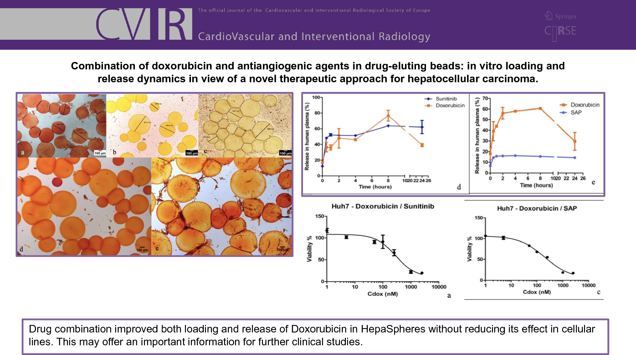 Combination of Doxorubicin and Antiangiogenic Agents in Drug-Eluting Beads: In Vitro Loading and Release Dynamics in View of a Novel Therapeutic Approach for Hepatocellular Carcinoma