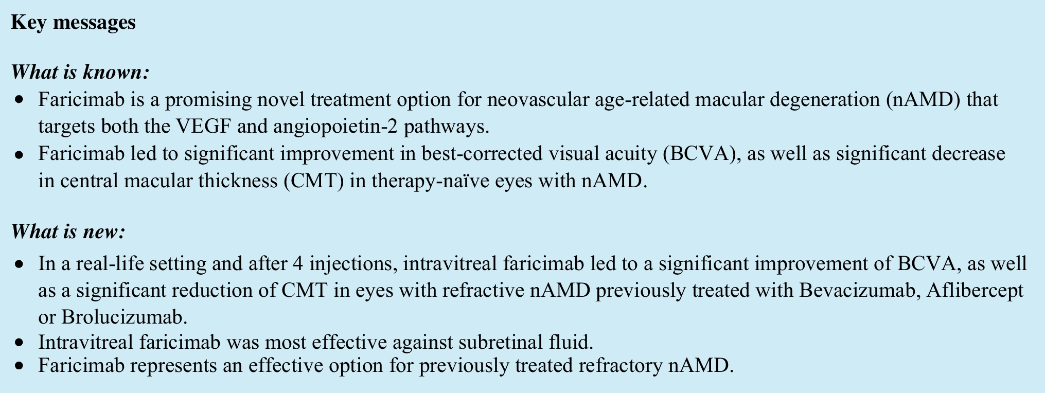Short-term outcomes of intravitreal faricimab for refractory neovascular age-related macular degeneration