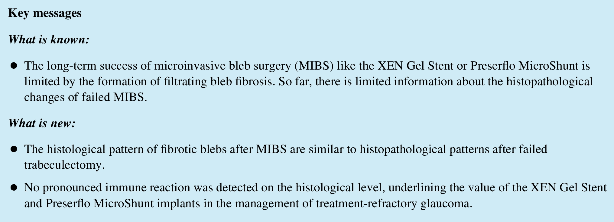 Histopathological findings of failed blebs after microinvasive bleb surgery with the XEN Gel Stent and Preserflo MicroShunt