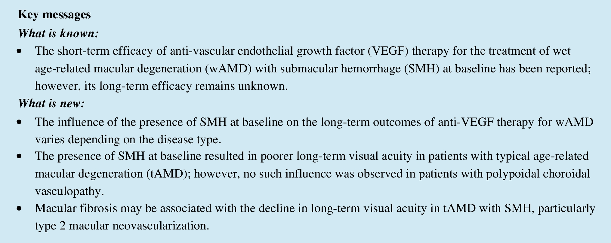 Influence of submacular hemorrhage at baseline on the long-term outcomes of aflibercept treatment for typical neovascular age-related macular degeneration and polypoidal choroidal vasculopathy
