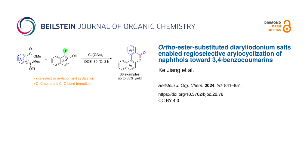Ortho-ester-substituted diaryliodonium salts enabled regioselective arylocyclization of naphthols toward 3,4-benzocoumarins