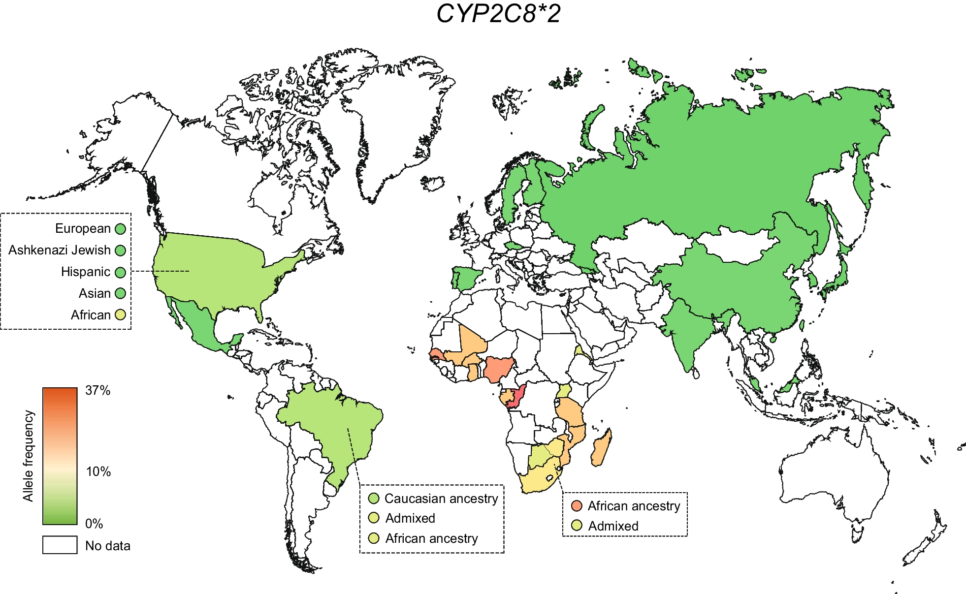 Meta-analysis of the global distribution of clinically relevant CYP2C8 alleles and their inferred functional consequences