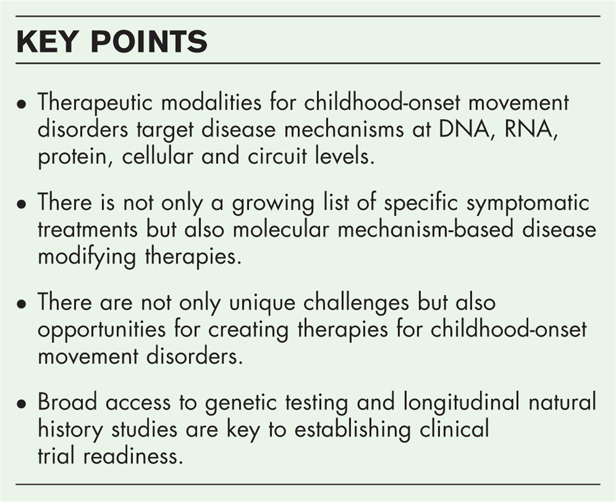 Emerging therapies for childhood-onset movement disorders